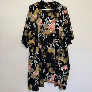Boutique Floral Kimono with Black and Pink Accents